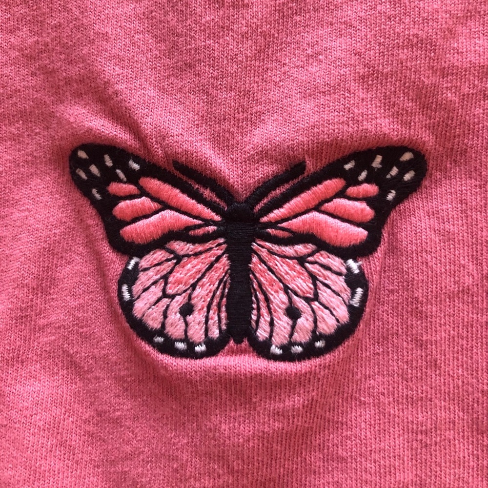 pink butterfly decal t-shirt